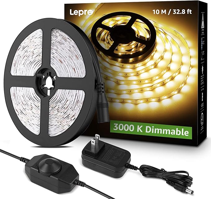 Lepro LED Strip Light, 32.8Ft Dimmable Vanity Lights, 3000K Super Bright LED by Lepro