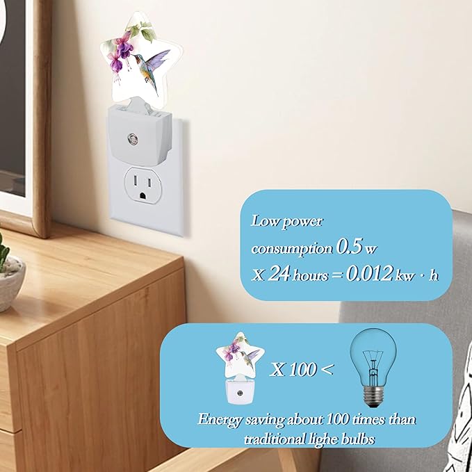 Groovy Hummingbird Flowers Plug-in Night Light - Image 4