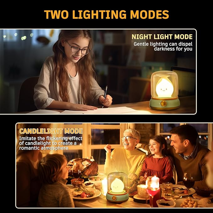 2Pack Ghost Campfire Night Light, Small Cute Desk Lamp, Dimmable Cordless - Image 3