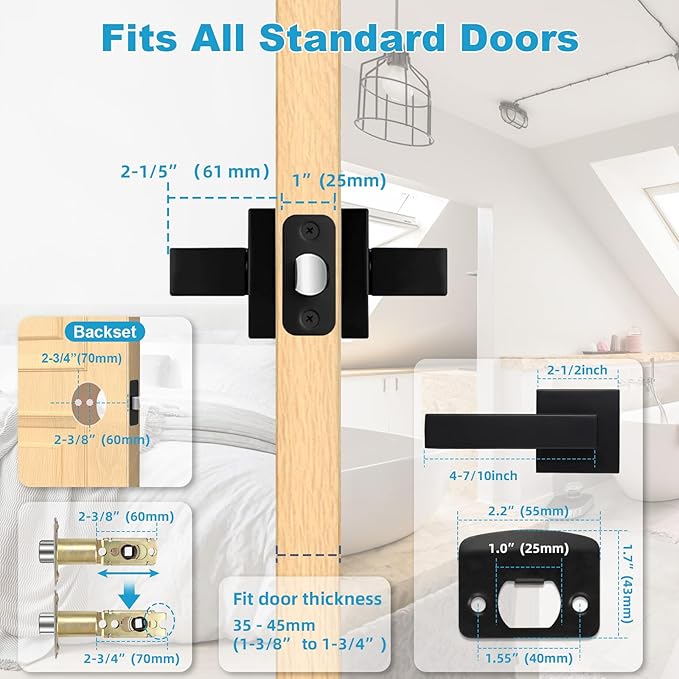 Estmoon 4 Pack Passage Door Knobs - Image 8