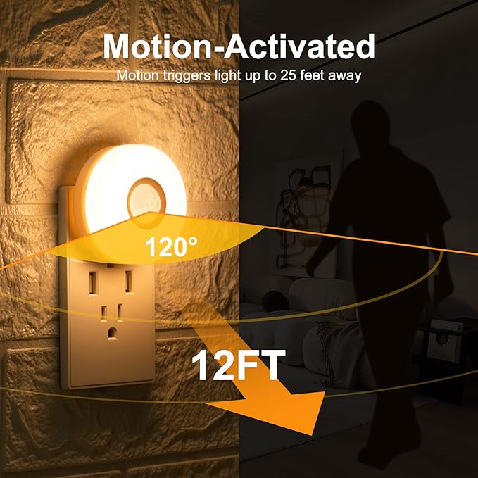 YELKO Night Light Plug in, 200LM Super Bright Plugin Nightlights, LED Motion - Image 3