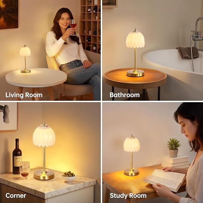 Tulip Table Lamp with 5000mAh Battery & Touch Control, Small Cordless Table - Image 5