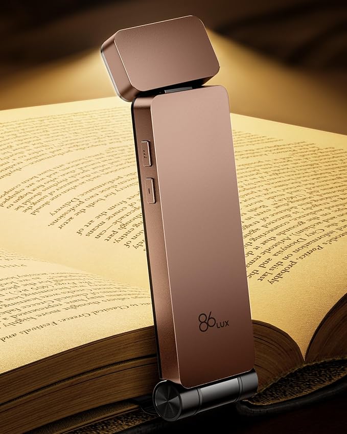 86lux Book Light, Rechargeable Clip-On LED Reading Light by 86Lux