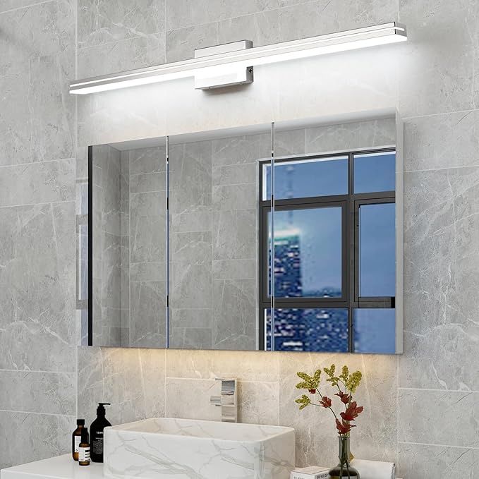 SineRise LED Modern Bathroom Vanity Light Bar, Chrome Dimmable Modern Acrylic - Image 6