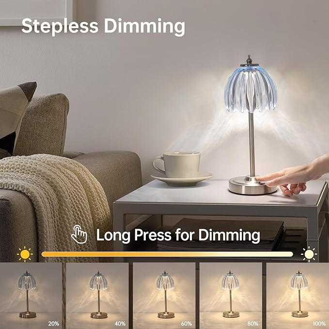 Tulip Table Lamp with 5200mAh Battery & Touch Control, Cordless Small Table - Image 3