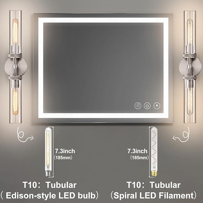 Vanity Lights for Bathroom, Knurled Texture 2-Light Brushed Nickel Wall Sconce - Image 6
