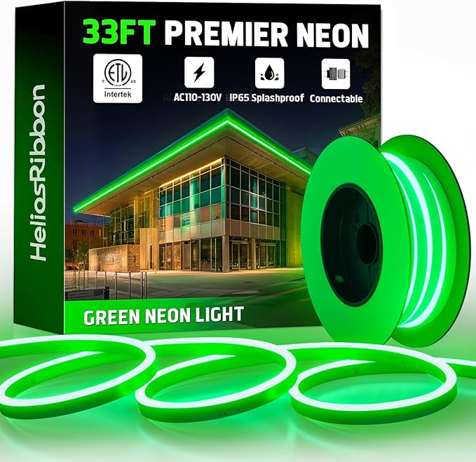 33FT Green LED Neon Rope Lights, AC 110-120V Flexible Neon Strip Outdoor by Unknown