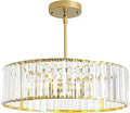 Modern Crystal Chandelier for Dining Room, 16 Inch Gold Semi Flush Mount by Unknown