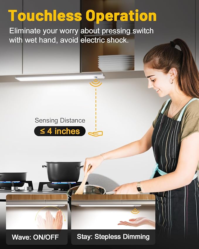 Pak 16 Inch Under Cabinet Lights, Hand Wave Sensor 83 LED Indoor Cabinet - Image 2