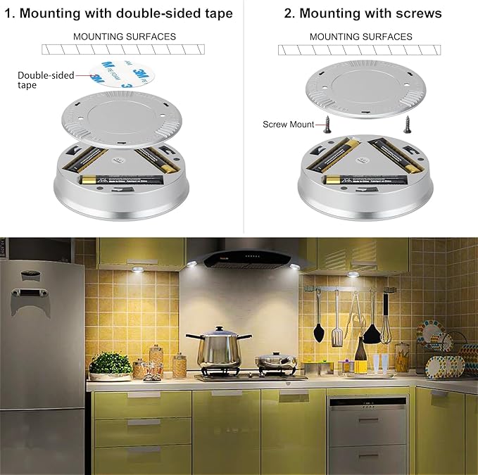 LUXSWAY LED Puck Lights Tap Light, Battery Operated Mini Push Light, LED Under - Image 6