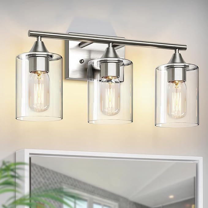 3-Light Bathroom Light Fixtures, Brushed Nickel Vanity Light, Modern Bathroom - Image 8