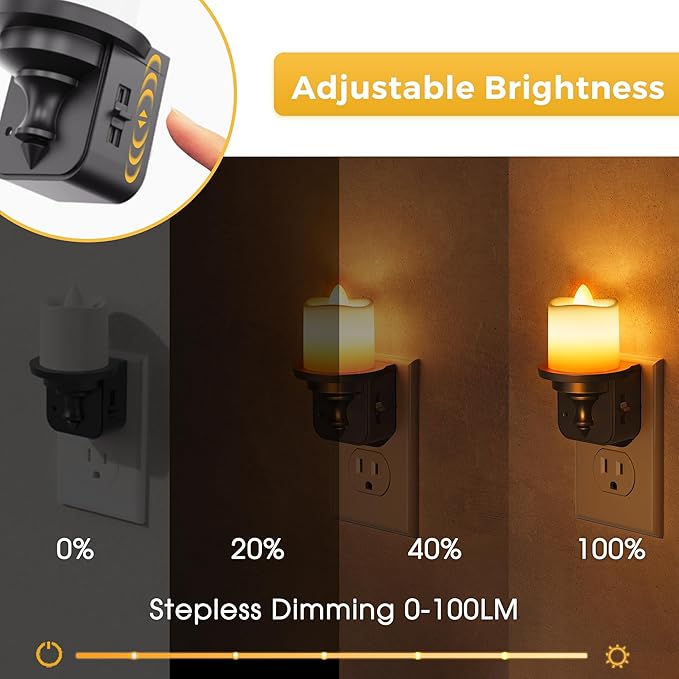 L LOHAS LED Candle Night Light, Amber Night Lights Plug into Wall, Flameless - Image 3