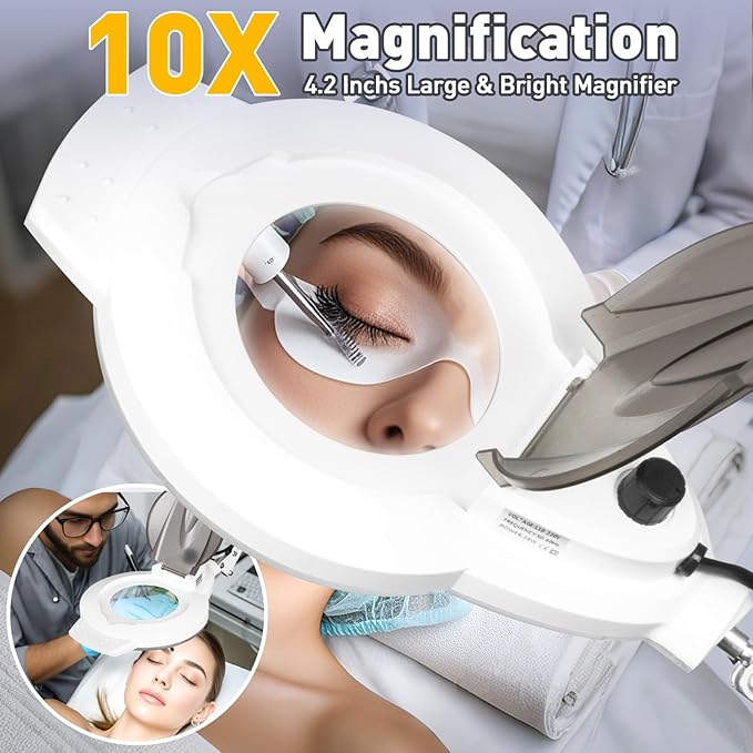 10X Magnifying Glass with Light and Stand, 2200 Lumens Dimmable Magnifying - Image 5