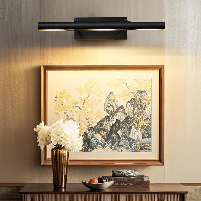 Art Picture Frame Wall Light: 24" Black Dimmable Vintage Artwork Brass Painting - Image 2