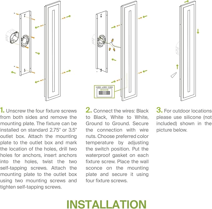 ASD LED 72" Long Wall Mount Light Fixture, Outdoor & Indoor Linear Sconce | 3CCT - Image 9
