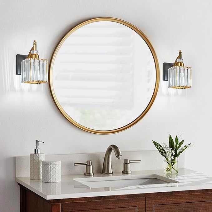 Modern Wall Sconces Set of Two Black Gold Indoor Wall Mounted Room Sconce - Image 6