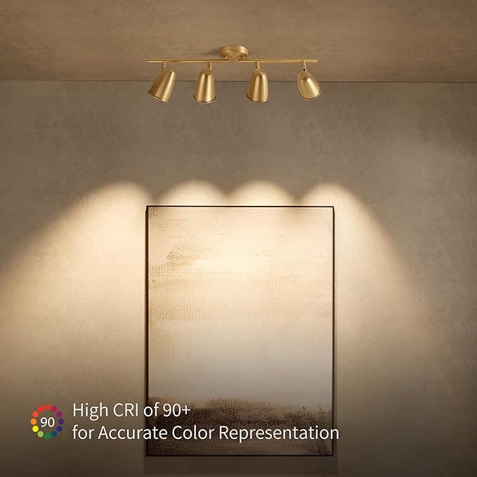 Aisilan LED 4-Light Track Lighting Fixtures Ceiling, Brushed Gold GU10 Track - Image 3