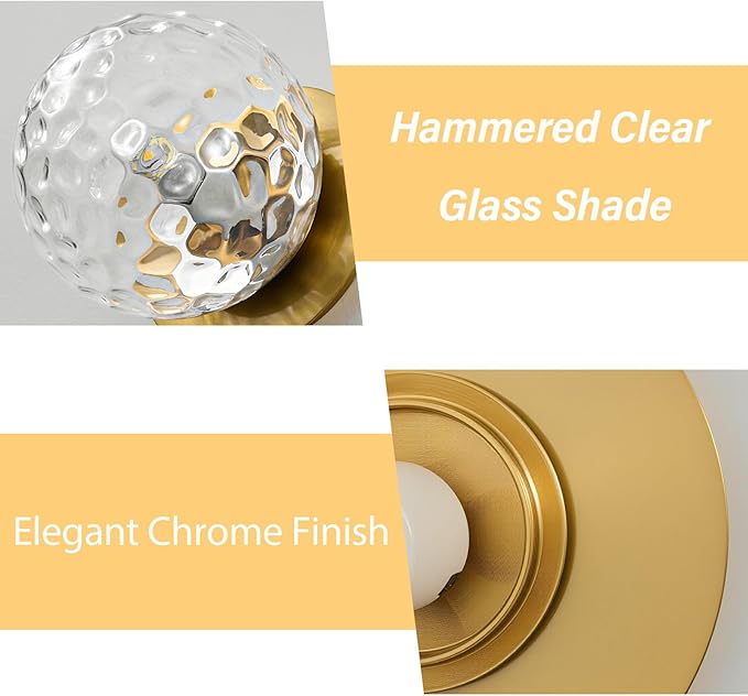Modern Glass Globe Wall Sconce: Gold Spherical Sconces Light - Image 4