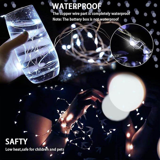12 Pack White Fairy Lights 7Ft 20 LED Twinkle String Lights 3 Modes Battery - Image 4