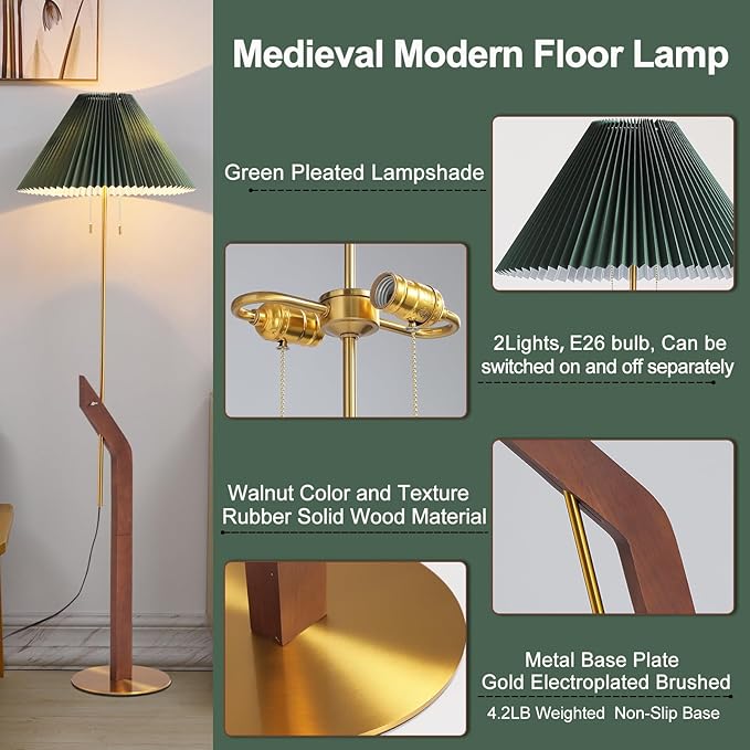Floor Lamps for Living Room, Mid Century Modern Wood Floor Lamp, Height - Image 3