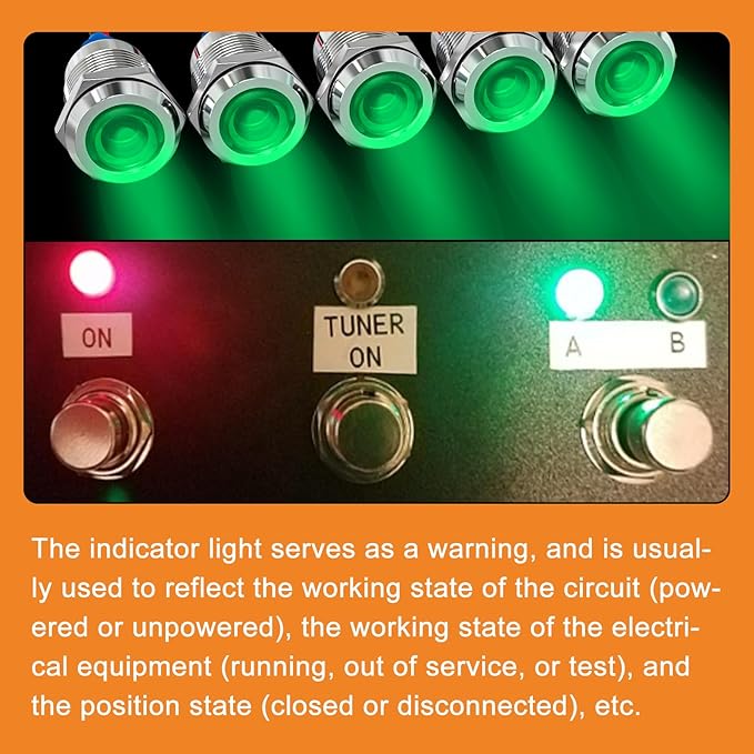 GASHER 5 PCS Energy Saving Indicator Light, LED Light 12V/24V/110V 20mA Panel - Image 6
