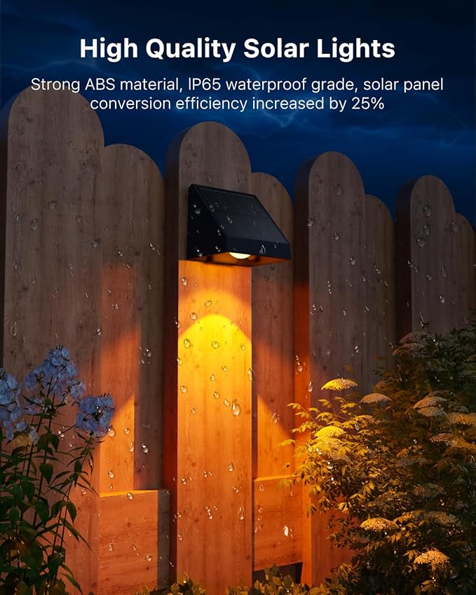 8 Pack Solar Powered Fence Lights Outdoor Wall Mount Decorative Waterproof Down - Image 6
