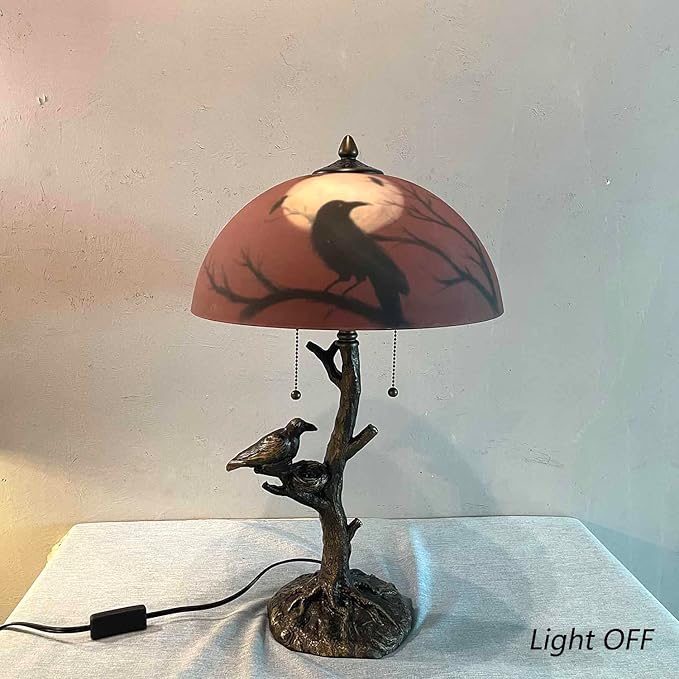 Bieye L10969 Ravens Sitting on Bare Tree Branch Against Full Moon Hand-Painted - Image 3