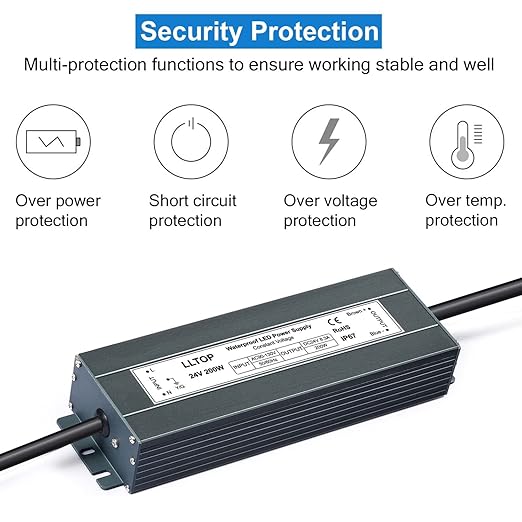 LED Power Supply 24V 8.3A 200W LED Driver AC90-130V to 24VDC Converter Low - Image 2