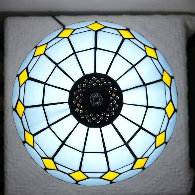 Tiffany Lamp Modern Design Blue Mediterranean Style Stained Glass Lamps Coastal - Image 2