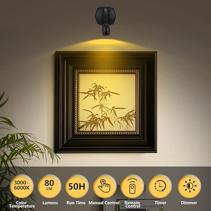 Cordless Spotlight Battery Operated, LED Picture Light, Dimmable Accent Light - Image 5
