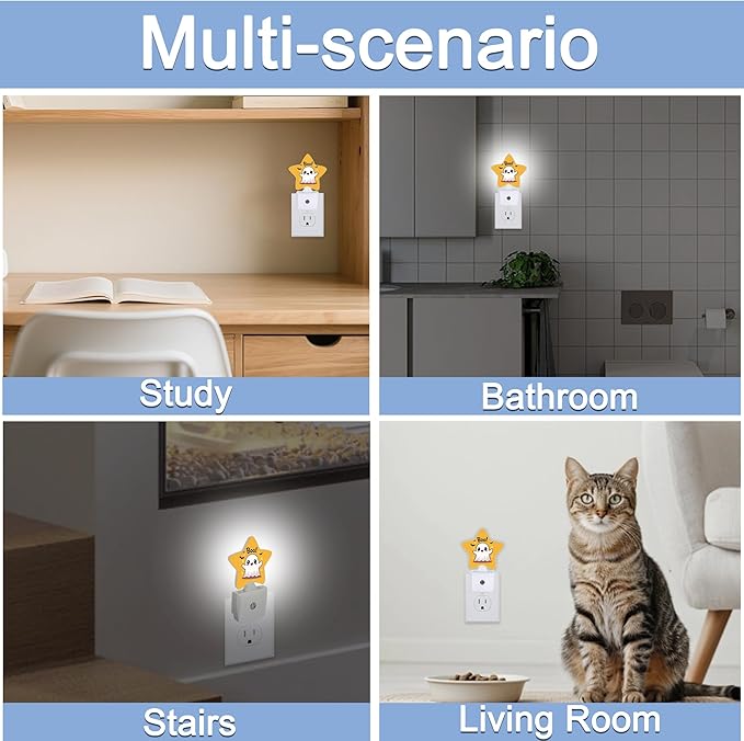 Cute Ghost Nightlight, Halloween Bat Star Night Lights Plug into Wall - Image 7