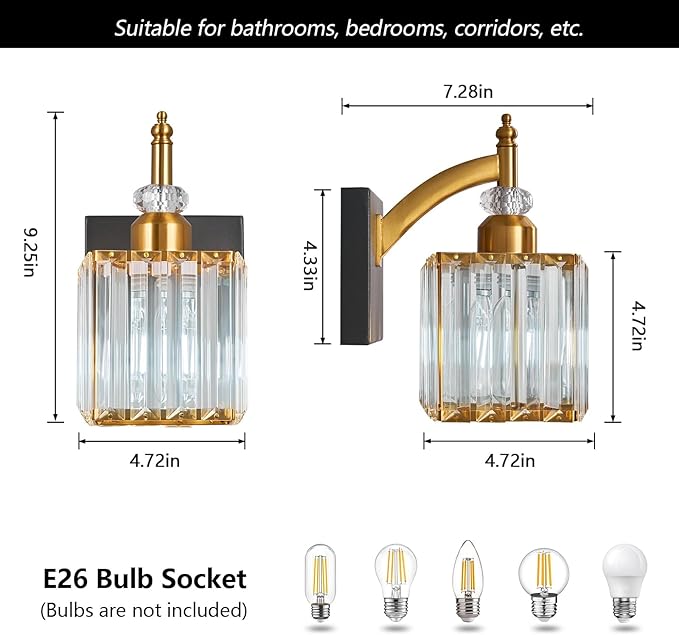 Modern Wall Sconces Set of Two Black Gold Indoor Wall Mounted Room Sconce - Image 4
