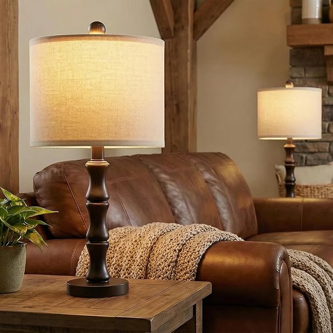 BOBOMOMO 20.5" Classic Table Lamps Set of 2, Farmhouse Nightstand Lamps - Image 6