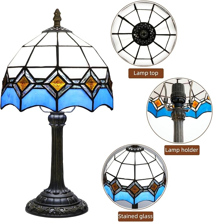 Blue and White Lamp Small Tiffany Lamps Bedside - Image 3
