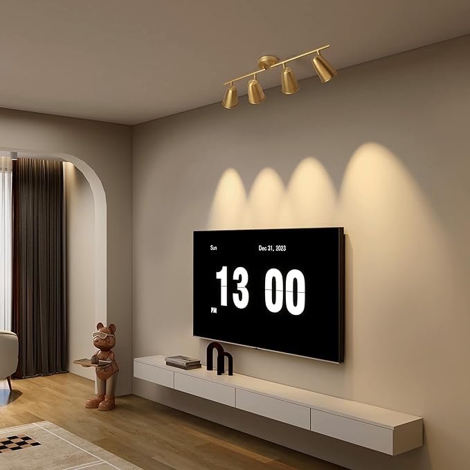 Aisilan LED 4-Light Track Lighting Fixtures Ceiling, Brushed Gold GU10 Track - Image 4