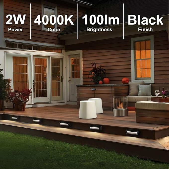 ZONK Outdoor Indoor Step Stair Lights, 110V-240V Line Voltage Waterproof IP65 - Image 6