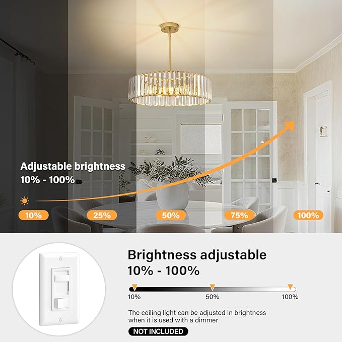 Glod Crystal Ceiling Light Fixture, Modern Semi Flush Chandelier, Round Hanging - Image 8