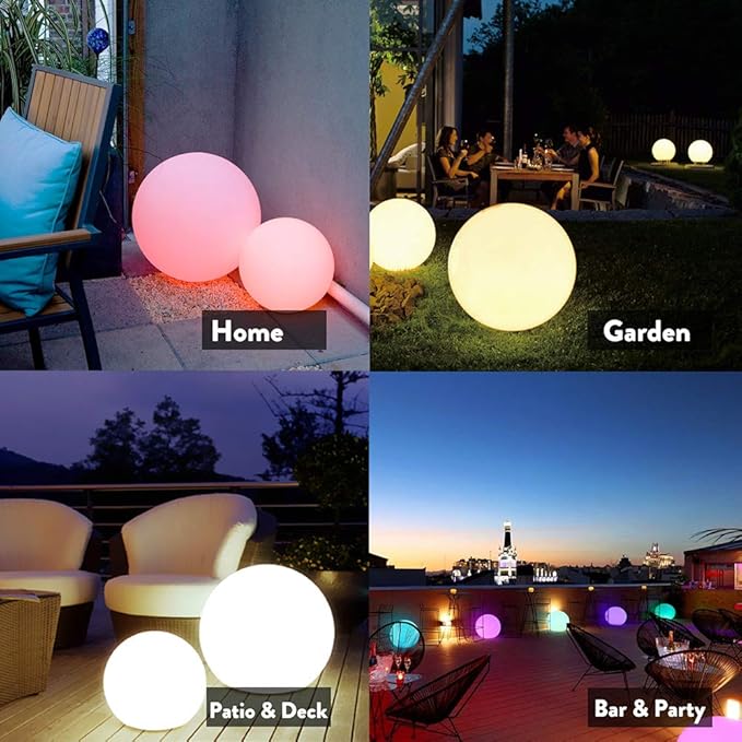 Mr.Go 14-inch LED Ball Light, Cordless Rechargeable Globe Lamp w/Remote - Image 6