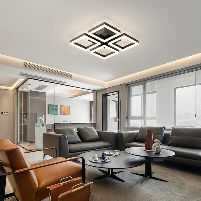 GEADI Led Ceiling Light, Modern 4-Square Ceiling Lamp 52W Dimmable Flush Mount - Image 2