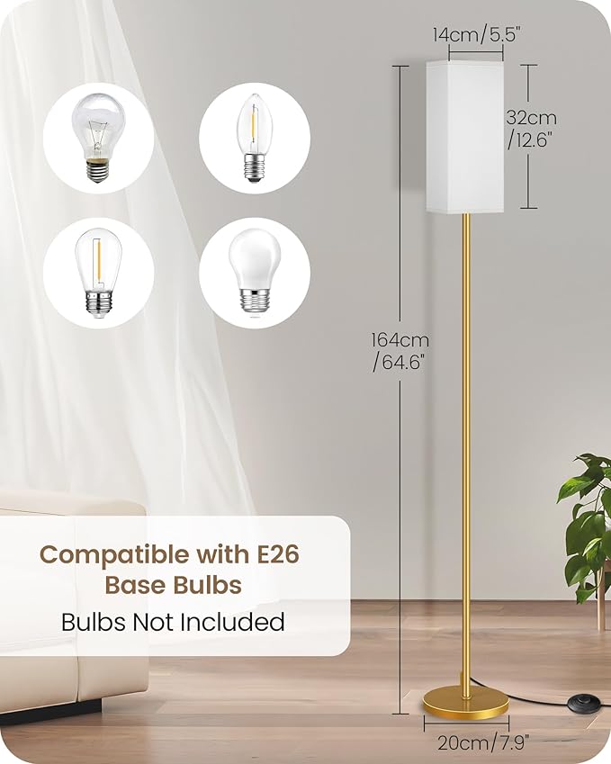 Floor Lamp, Pole with Foot Switch, Modern Standing Lamp Lampshade, Minimalist - Image 2