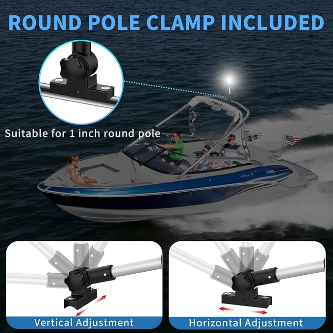Obcursco Boat Stern Lights, 2NM 360° LED Anchor Light, IP67 Waterproof Bimini - Image 3