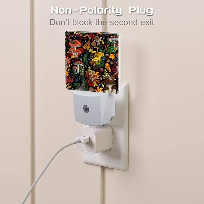 Forest Plants and Mushrooms Night Light Plug into Wall, Butterfly Snail Berries - Image 3