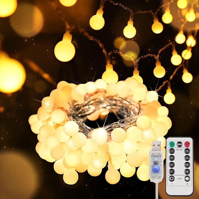 suddus Globe String Lights Bedroom, 50 Led Fairy Lights Plug in, Indoor String by SUDDUS