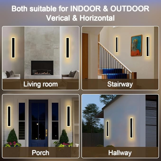 2 Pack LED Outdoor Long Wall Lights, 24 inch Outdoor Linear Light - Image 3