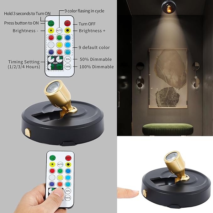 Battery Operated Spotlight, Wireless Picture Lights - Image 2