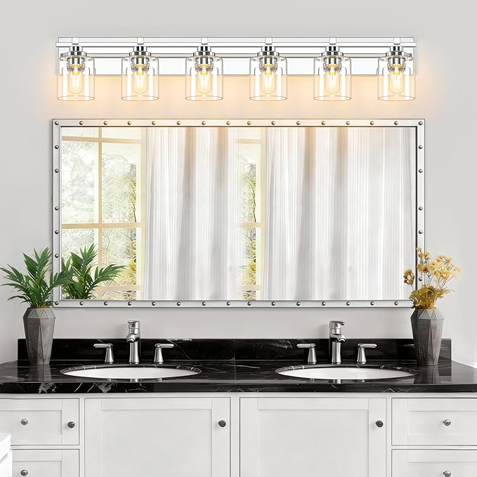 6 Light Modern Bathroom Light Fixtures Over Mirror, Chrome Vanity Lights - Image 2