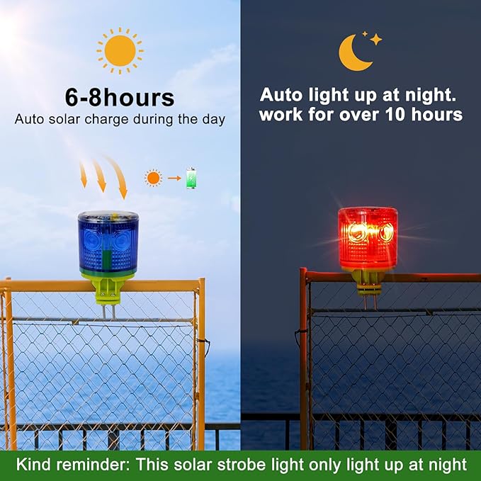 Aolyty Solar Strobe Warning Light IP54 Waterproof LED Flashing Safety Light - Image 3