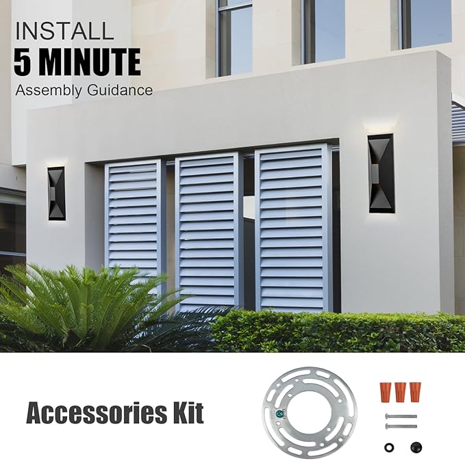 Modern Outdoor Wall Light 2 Packs, LED Up Down Wall Light, 15 Inch Modern - Image 6