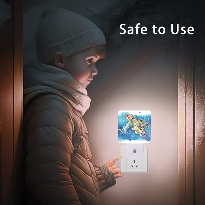 Turtle Night Light, Watercolor Sea Turtle Night Lights 0.5W Sleep Friendly - Image 8