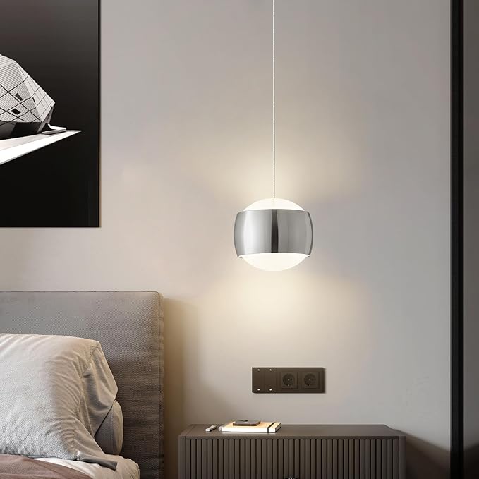 Modern Chrome LED Dimmable Pendant Light fixtures, 6″ Island Pendant Lighting - Image 5